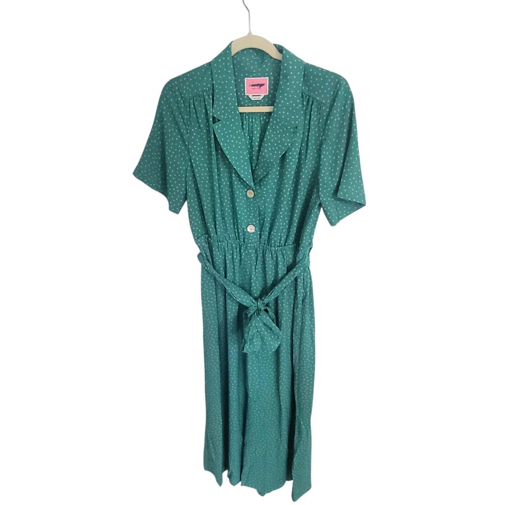 Kate Spade Poolside Dot Jumpsuit Emerald Green Pink Wide Leg Crop Belt Small 4 - Picture 3 of 11